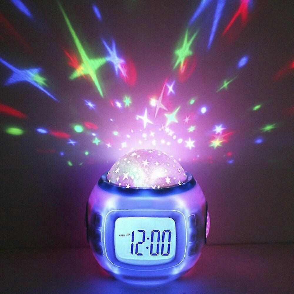 Colorful Projection Clock Starry Sky Light Small Alarm Clock, Alarm Clock Music Starry Sky Light