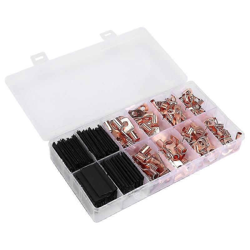 260pcs Copper Ring Terminal Wire Crimp Bare Cable Connector Sorting Kit