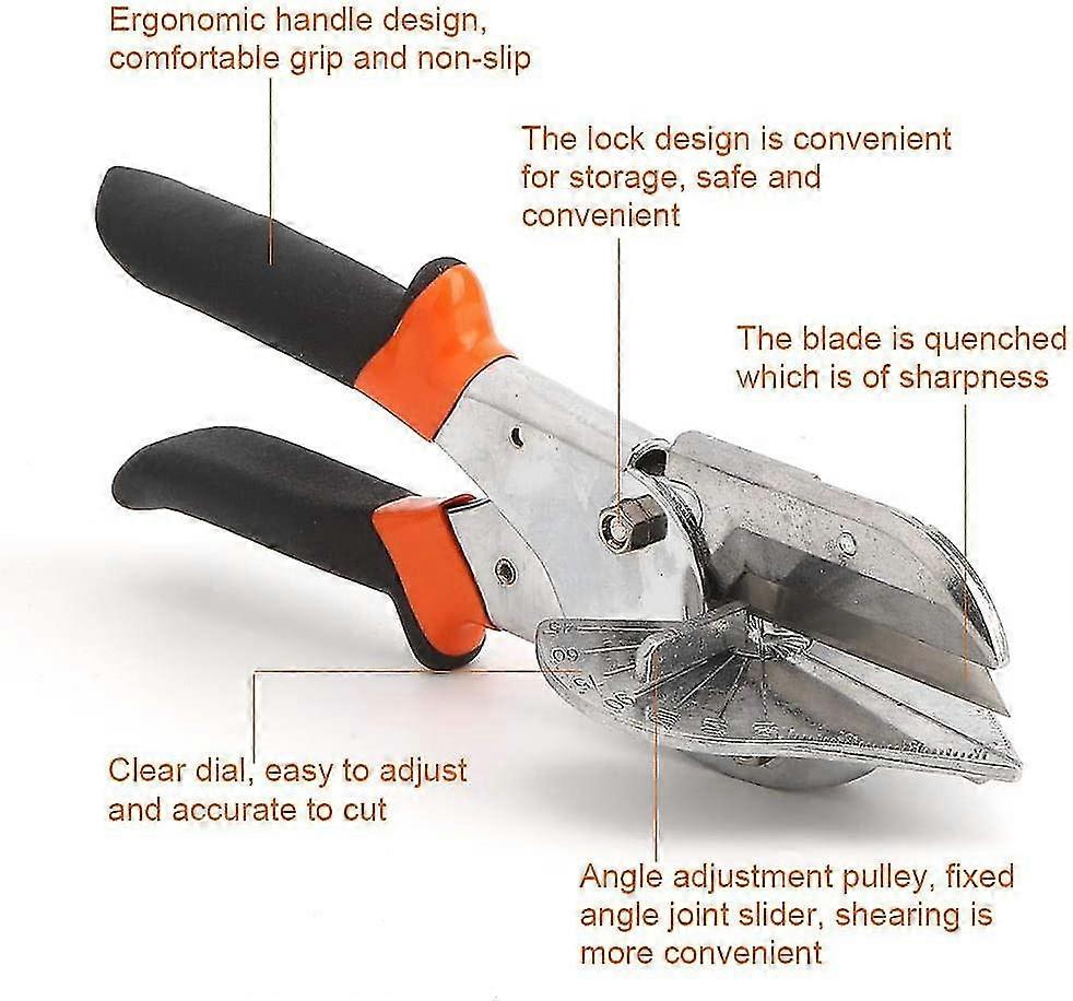Multi Angle Miter Shear Cutter, Non-slip Black Handle Multifunctional Angle Shear Cutter
