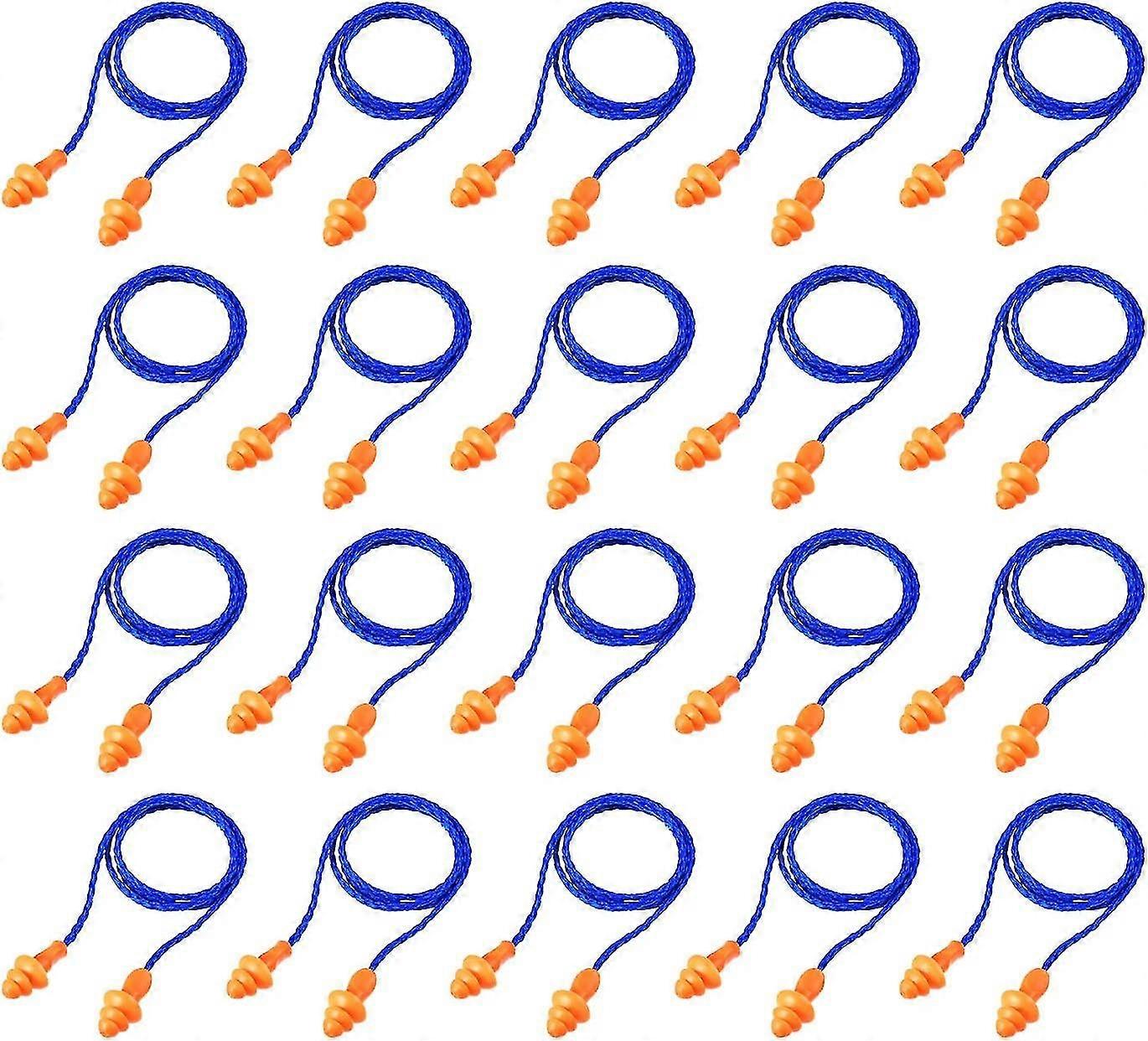 20 pairs reusable corded ear plugs sleep silicone noise canceling plugs for hearing protection (blue)