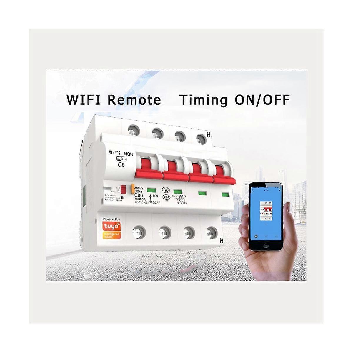 Tuya Smart Circuit Breaker 80A WiFi Smart Circuit Breaker Automatic Switch Overload Short Circuit P