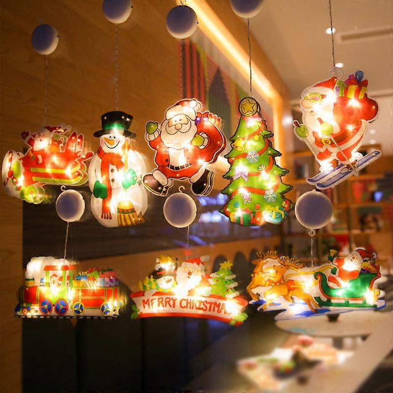 EVAGO Christmas Decoration Lighted Window Hanging Dcor LED Xmas Lights with Suction Cup Hook 3X AAA Battery Powered for Christmas Party Showcase Show