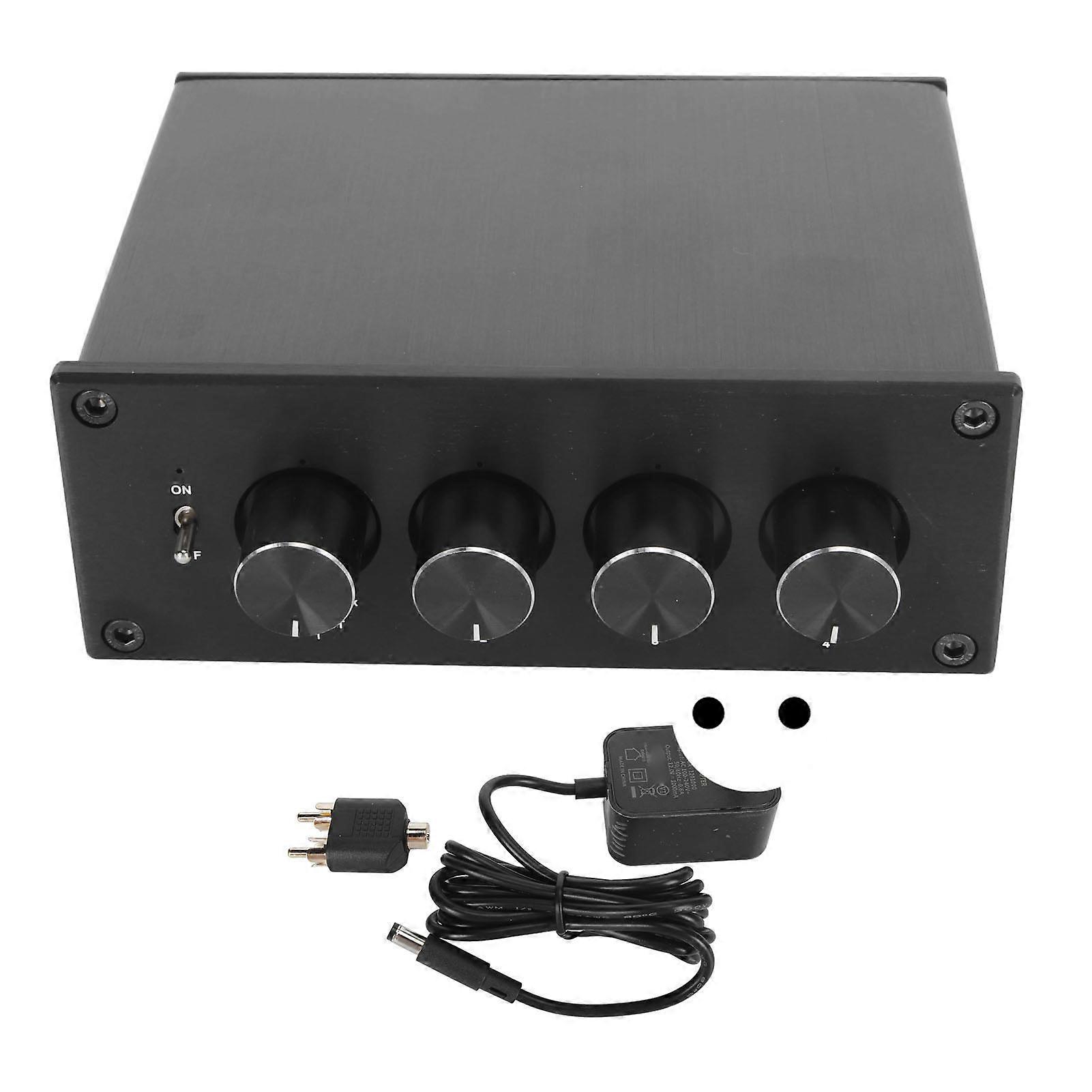 Stereo Splitter Box 1 in 4 Out Low Distortion Sound Signal Splitter for Headphone Amplifier 100?240V EU Plug