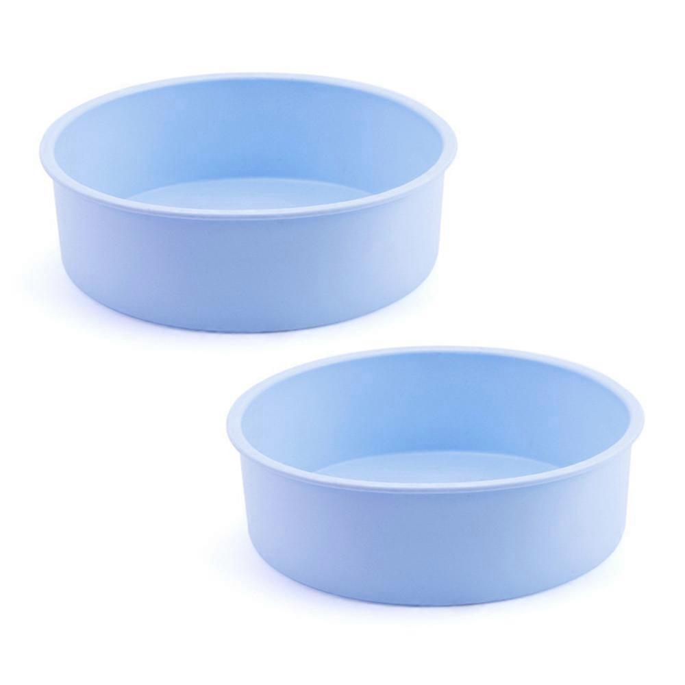2pcs Round Bread Mold Silicone 8 Inch Cake Pan, Nonstick Silicone Cake Molds for Layer Cake, Cheese Cake and Chocolate Cake - Light Blue