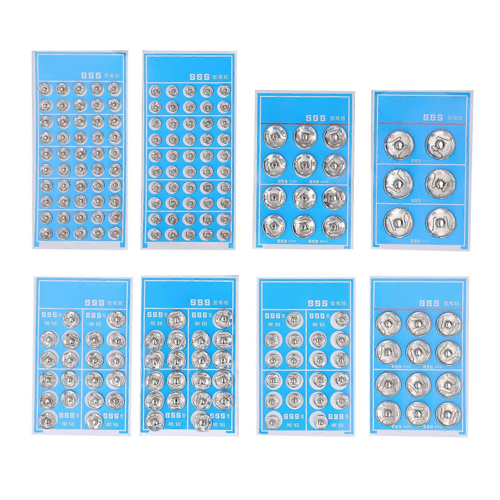 16 Plates Snap Buttons Multiple Sizes Rust Prevention Practical Snap Fastener Buttons for Handbags Leather Silver White