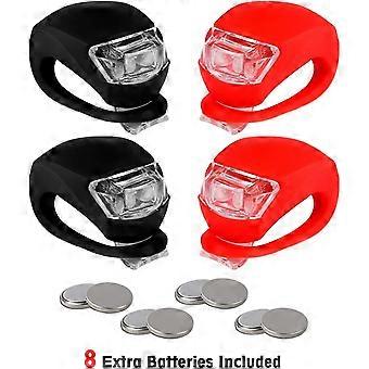 4pcs Bicycle Light - Front And Rear Silicone Led Bike Light Set