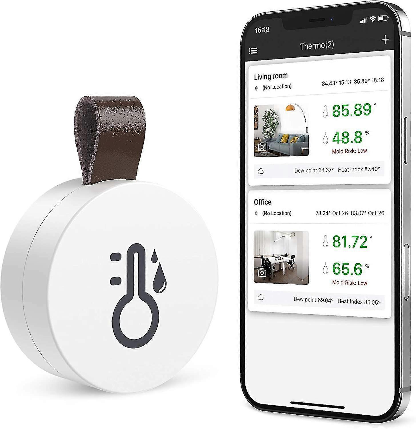 Bluetooth Thermometer Hygrometer, Indoor Thermo-hygrometer Wireless Mini With Data Export Function, Compatible With Ios And Android For Wine, Living R