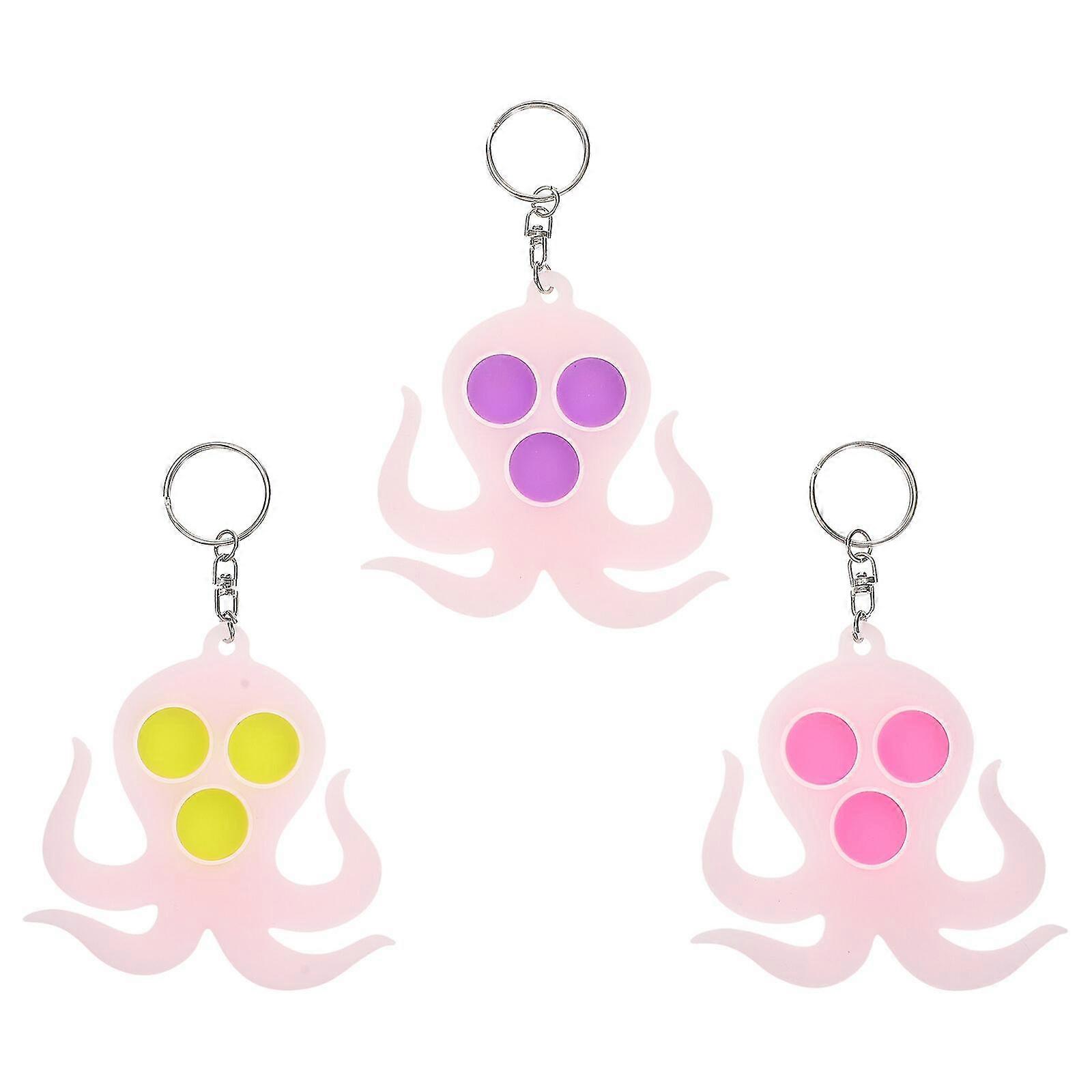3pcs Creative Octopus Descompression Keychains Silicone Key Chains Bag Decor