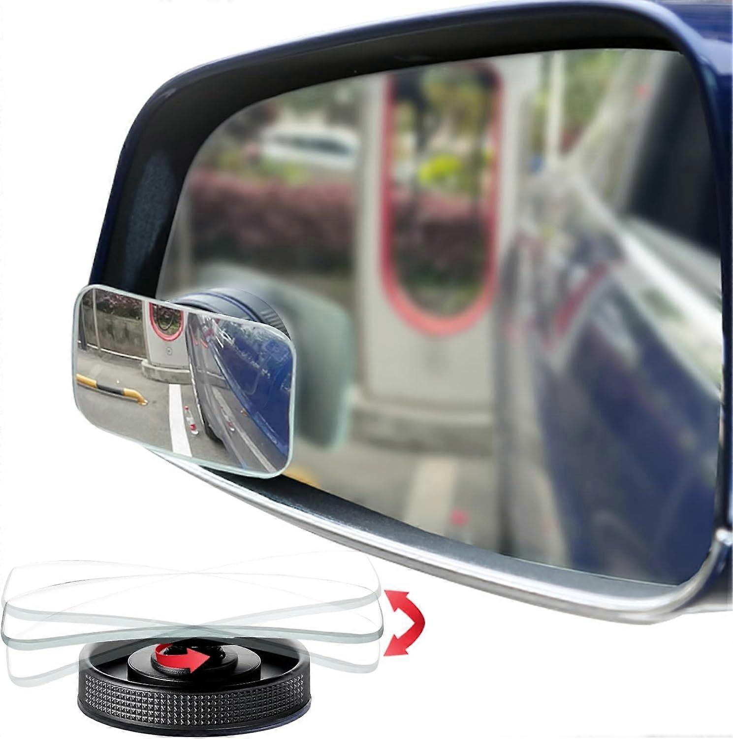 Ampper Rectangle Blind Spot Mirror, 360 Degree HD Glass and ABS Housing Convex Wide Angle Rearview Mirror compatible compatible Car Fit (Pack of 2)