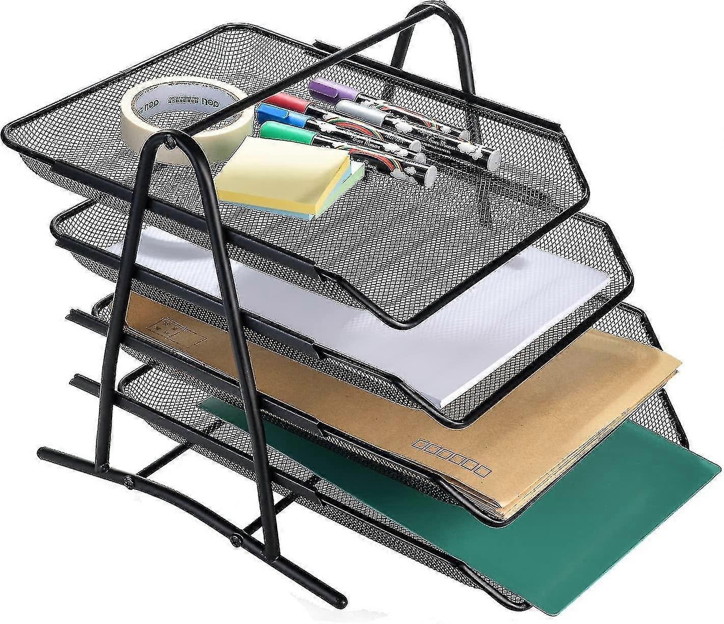 Desk Organizer With 4 Sliding Trays For Letters, Documents, Mail, Documents
