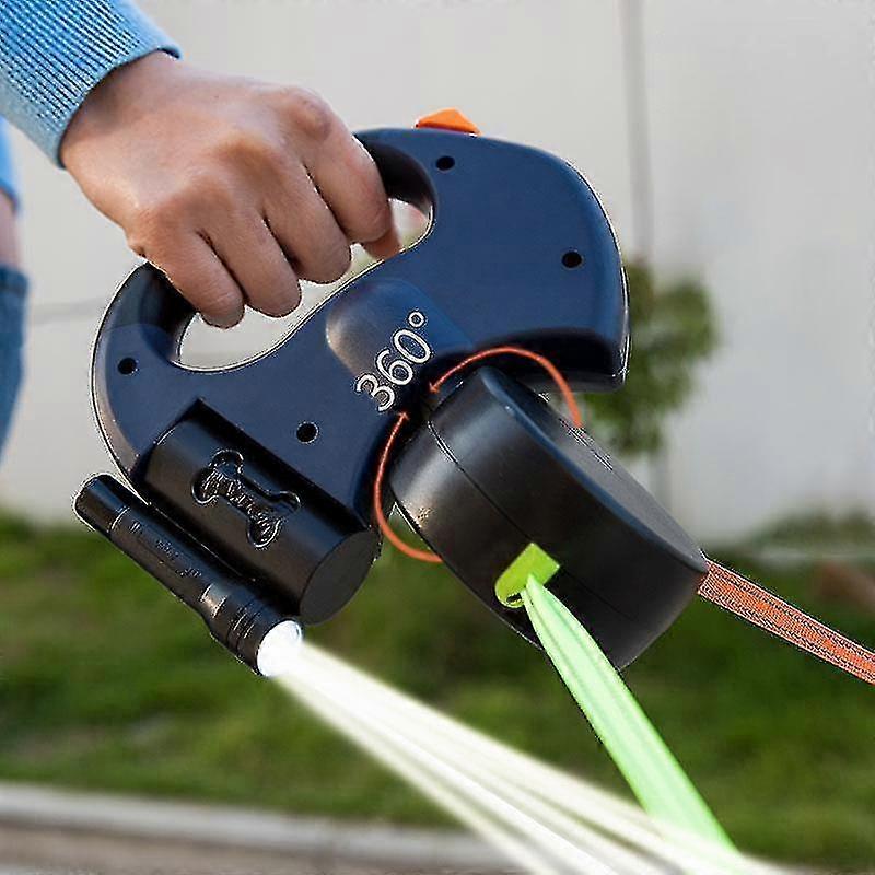 Pet Retractable Double Leash with Light, Portable Swivel
