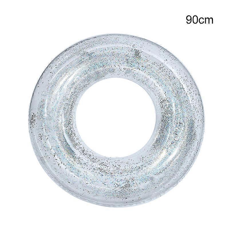 Gonfiabile Pool Float Tube Anello di nuoto trasparente con scintillanti colorati glitter per bambini e adulti Argento 90cm