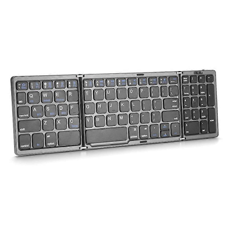 Tri-Fold Slim Keyboard with Number Keypad Type-C Charging Bluetooth-compatible