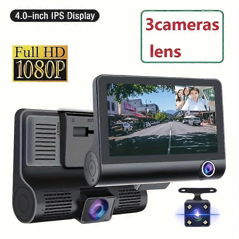 Car DVR 3 Cameras 4.0 Inches Dash Cam Car Video Recorder Auto Registrator Dvrs Dash Cam With 3 Ways Cameras