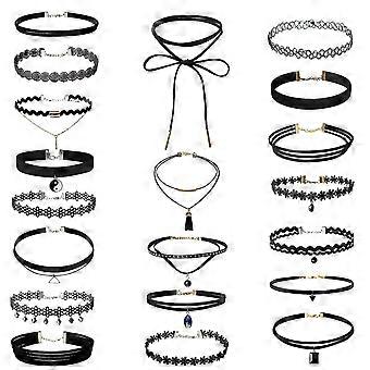 20pieces choker necklace set stretch velvet classic gothic tattoo lace choker