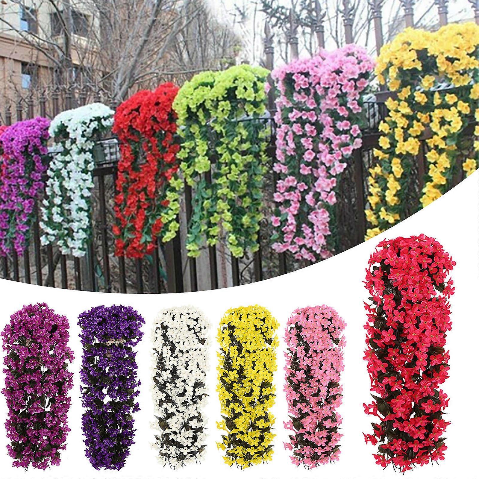 Kunstige hengende blomster, falske hengende planter Fargerik orkidéblomst bukett for vegg, 100% ny