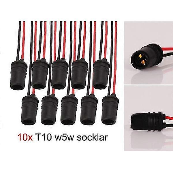 T10 w5w led/halogen contacts/socket socket 10-pack soft Black