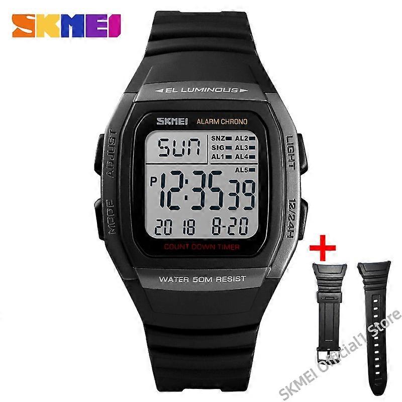SKMEI 1278 ספורט שעוני גברים דיגיטלי זמן כפול led ספירה לאחור גברים שעון יד מזדמנים בחוץ עמיד למים שעון זכר montre homme