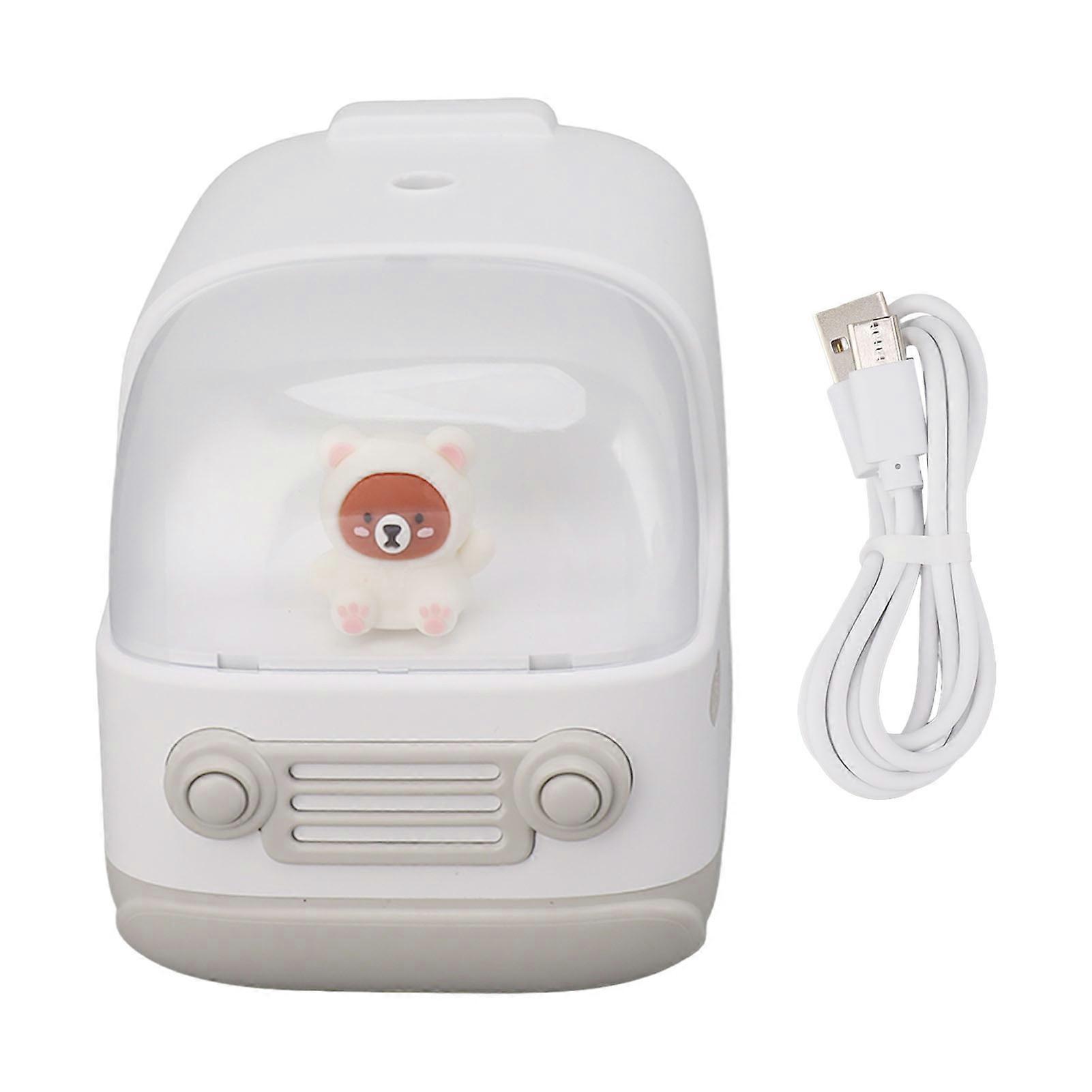 Simpatico Umidificatore Piccolo 350ml Orso Forma Di Bus Ricarica USB Mini Umidificatore Portatile Diffusore Di Nebbia Fredda Per Desktop Ufficio Camera Da Letto Bianco