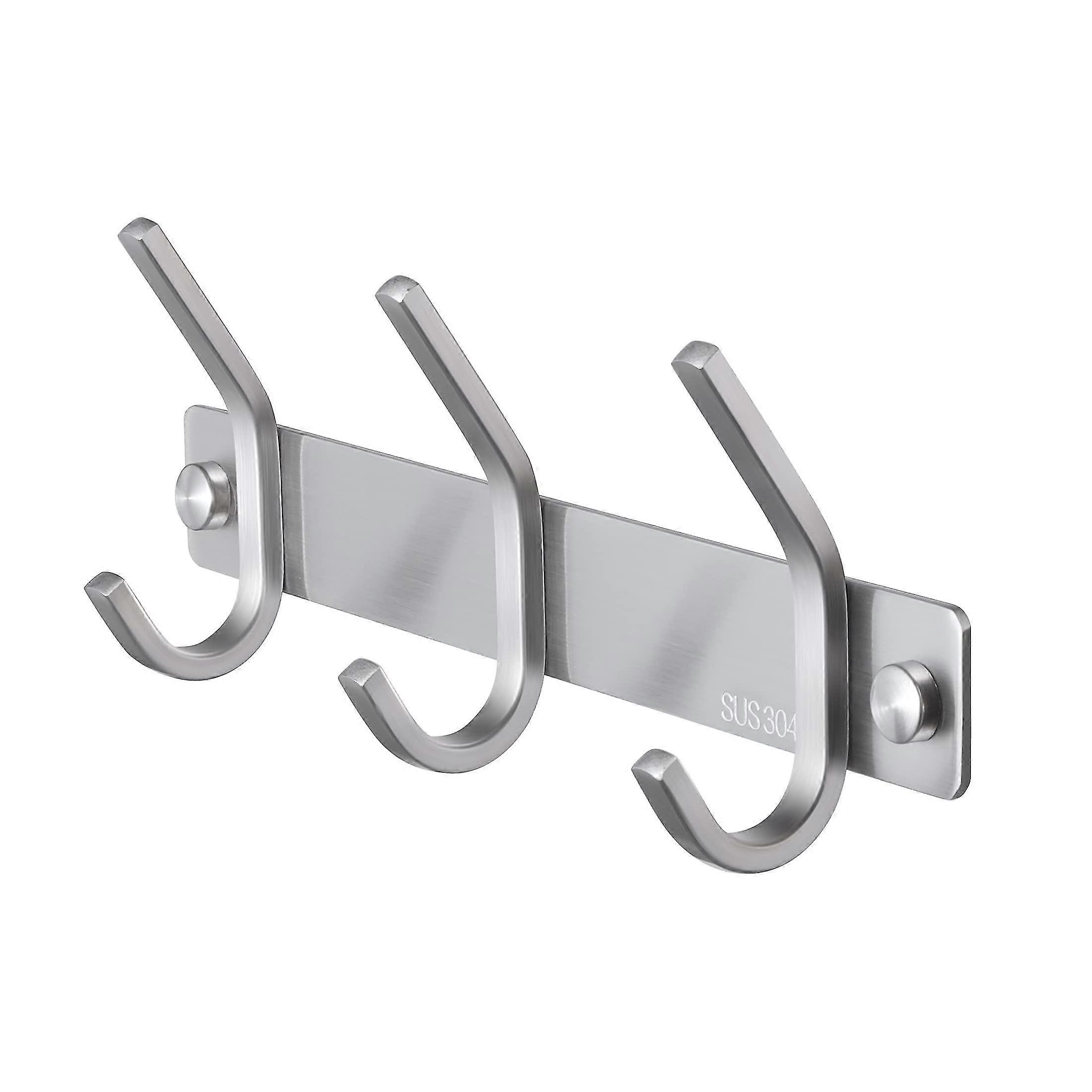 Rustproof Coat Rack Wall Mounted Stainless Steel 3-hook Towel Hook