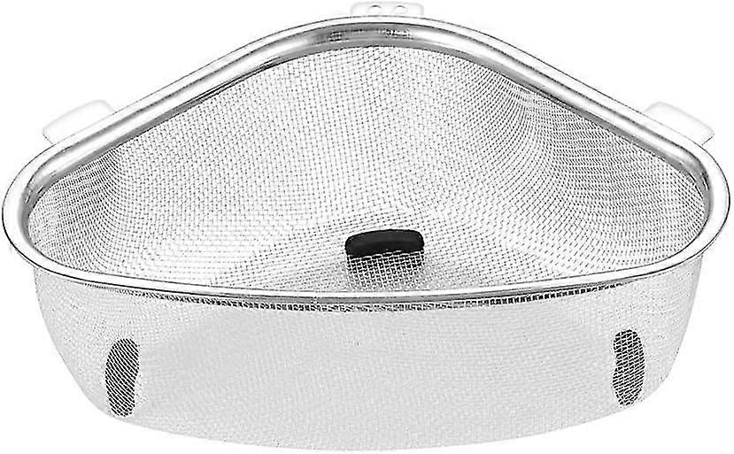 KINZON Metal Brackets Triangle Corner Strainer Triangular Sink Drain Shelf Corner Sink Strainer Basket Stainless Shelf