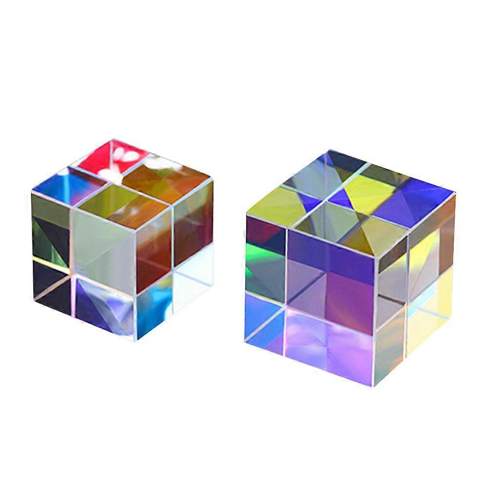 2pcs Creative Cube Shape Optical Prisms Artificial Physical Prisms for Photography