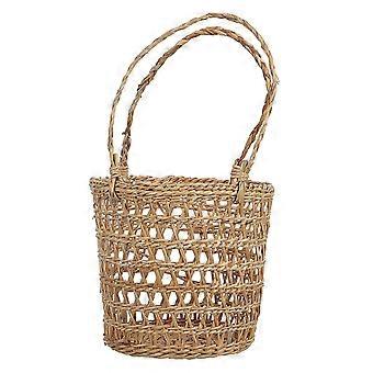 high quality 1pc Exqui  Straw Woven Basket Flower Basket Storage Basket Handheld Basket