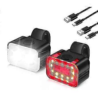 Cykelljussats Usb Uppladdningsbar 650mah Super Bright Led Cykellampor 5/6Light Modes ipx6 Waterpr