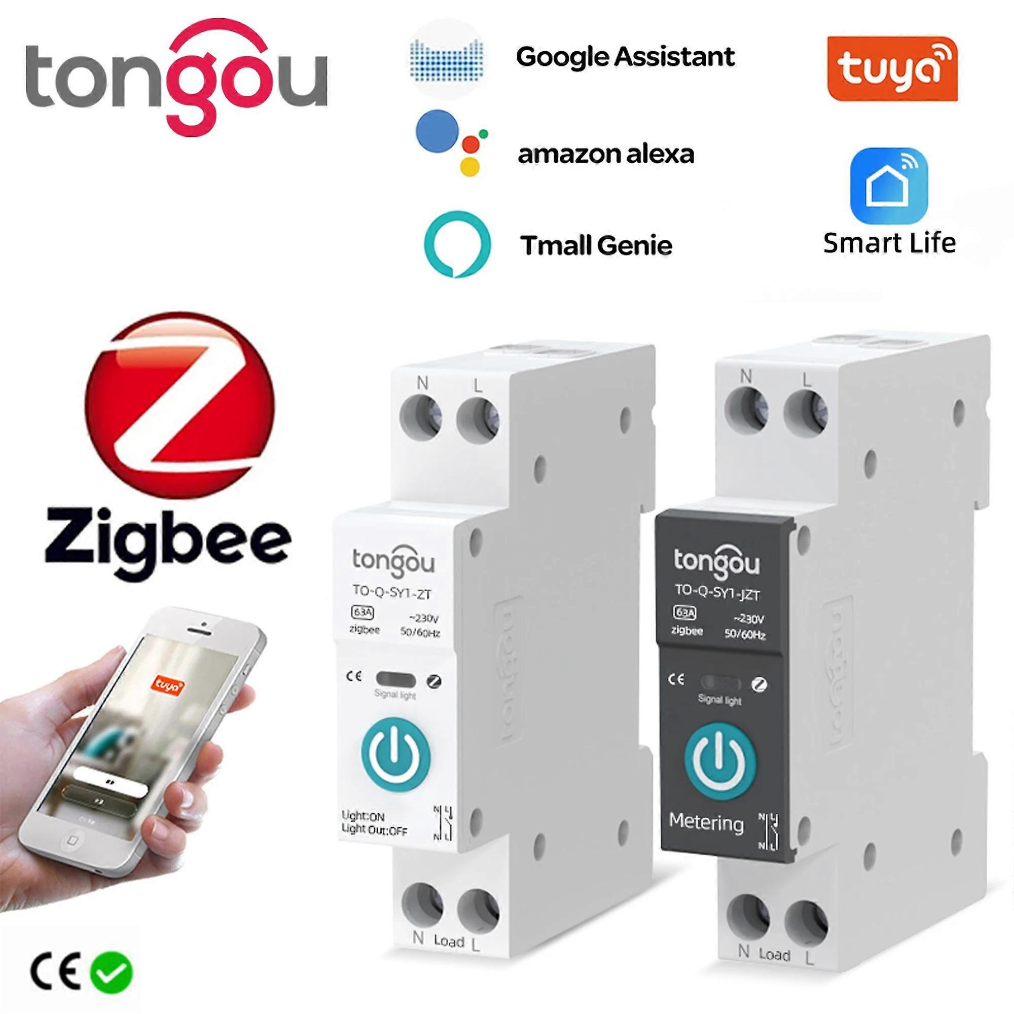 Tuya ZigBee Din Rail Strömbrytare Smart Timer Switch Relä Fjärrkontroll Med Smart Home Röst Alexa Google Home 1P 63A
