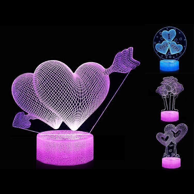 3d Lamp Acrylic Usb Led Night Lights Valentine's Day Gift