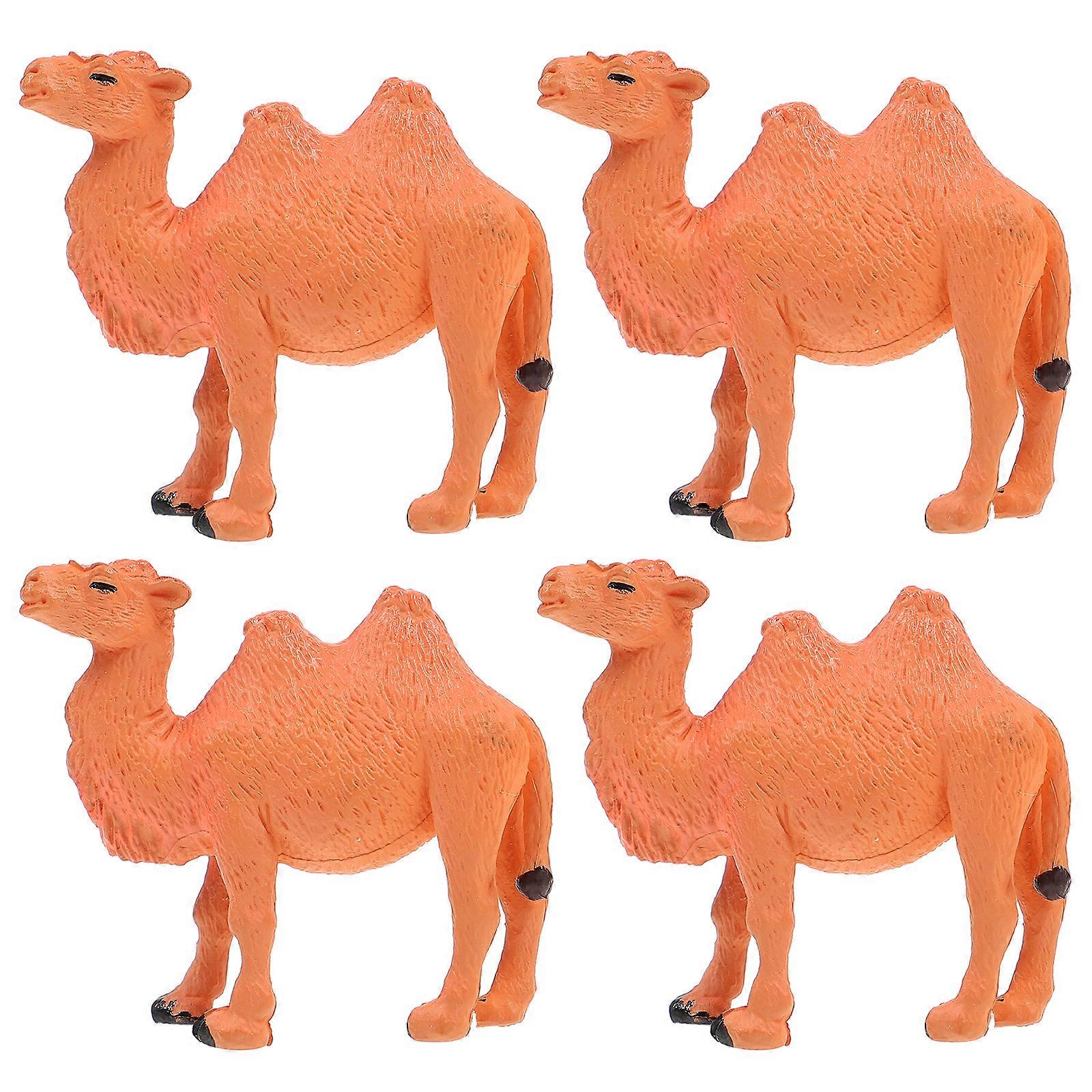4PCS Miniature Camel Models PVC Camel Figurine Animal Model Desktop Ornaments Kids Toy