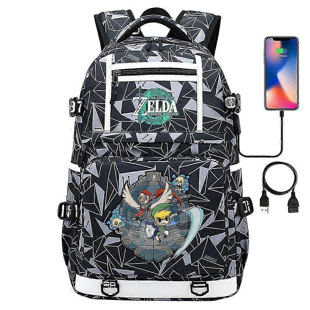 Σακίδιο εκτύπωσης Zelda-link για εφήβους, φοιτητές, τσάντα για άνδρες και γυναίκες, θύρα φόρτισης USB, τσάντα ταξιδιού φορητού υπολογιστή, περιστασιακή σχολική τσάντα Mochila