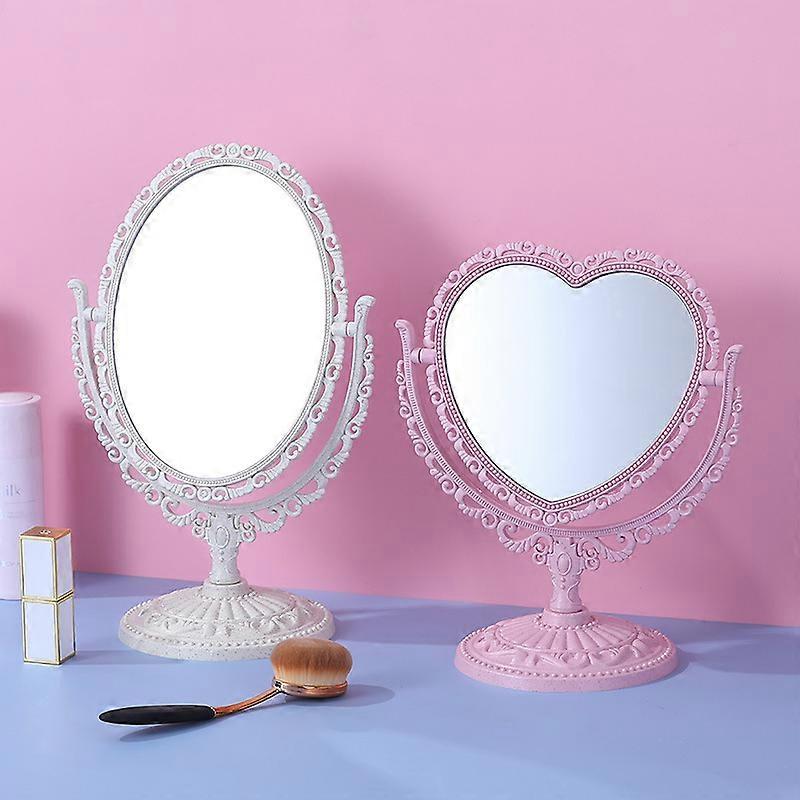 2 Sides Heart Shape Rotating Mirror- pink