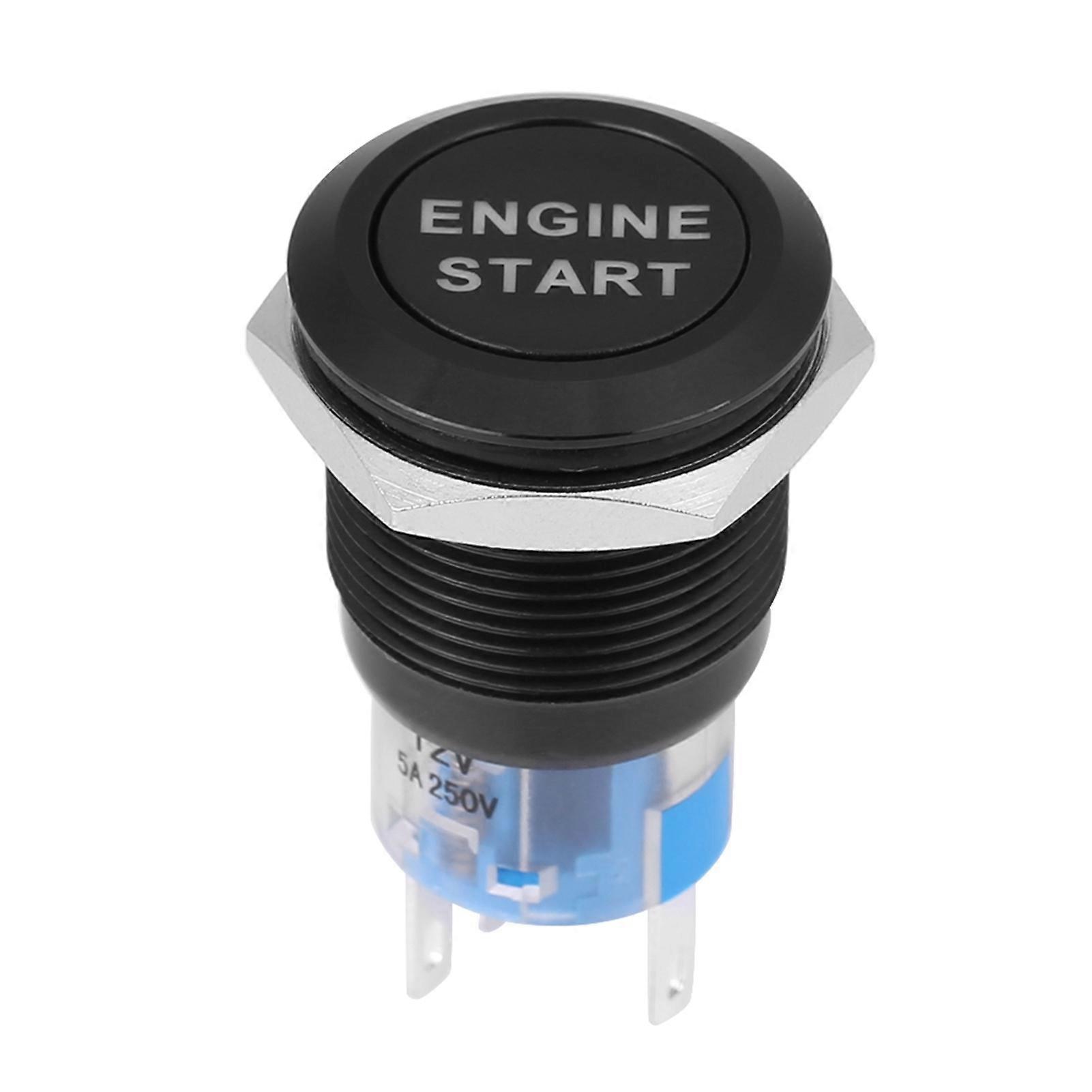 12V Waterproof Car Engine Start Push Button Switch Ignition Starter Black Zinc Aluminium Alloy