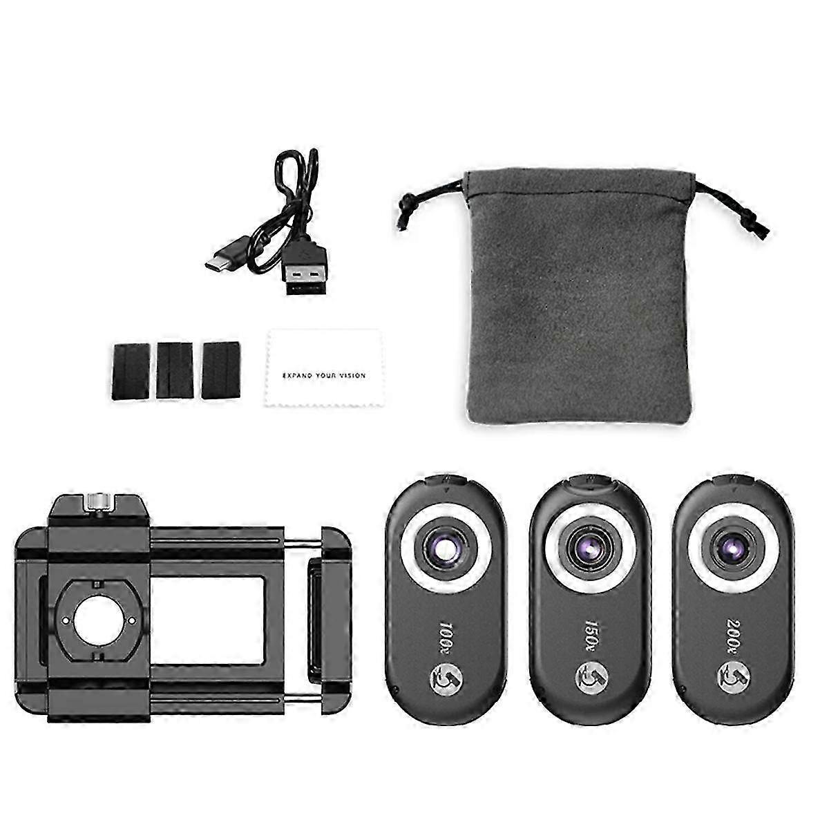 100X 150X 200X携帯電話顕微鏡レンズ、CPL LED 3-In-1マクロ拡大鏡キット、電話レンズと互換性のある生物顕微鏡