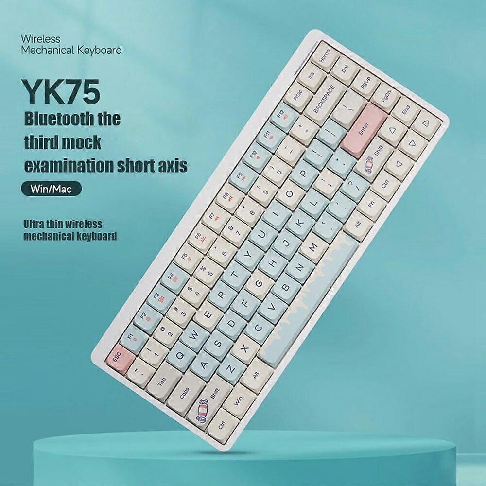 Bakeey Yk75 84 Keys Low Profile Switch Mechanical Keyboard Tri-mode Bt5.0/2.4ghz/usb Outemu Switch White Lighting Gaming Keyboard For Window Mac Syste