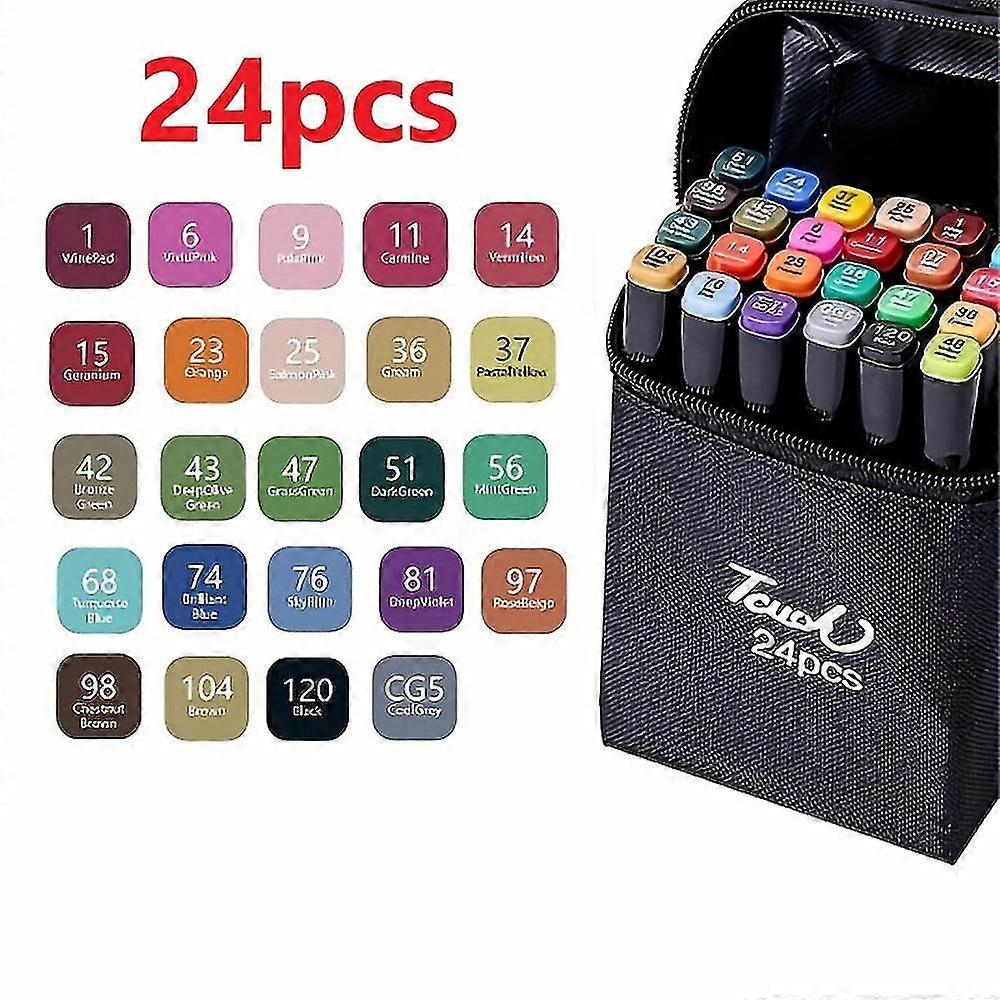 24/36/48 Färger Dual Tip Alcohol Markers Set, Brush & Chisel Tip Coloring Drawing Art Markers För Målning, Notera, Märkning, Vuxna Barn Artister Jul