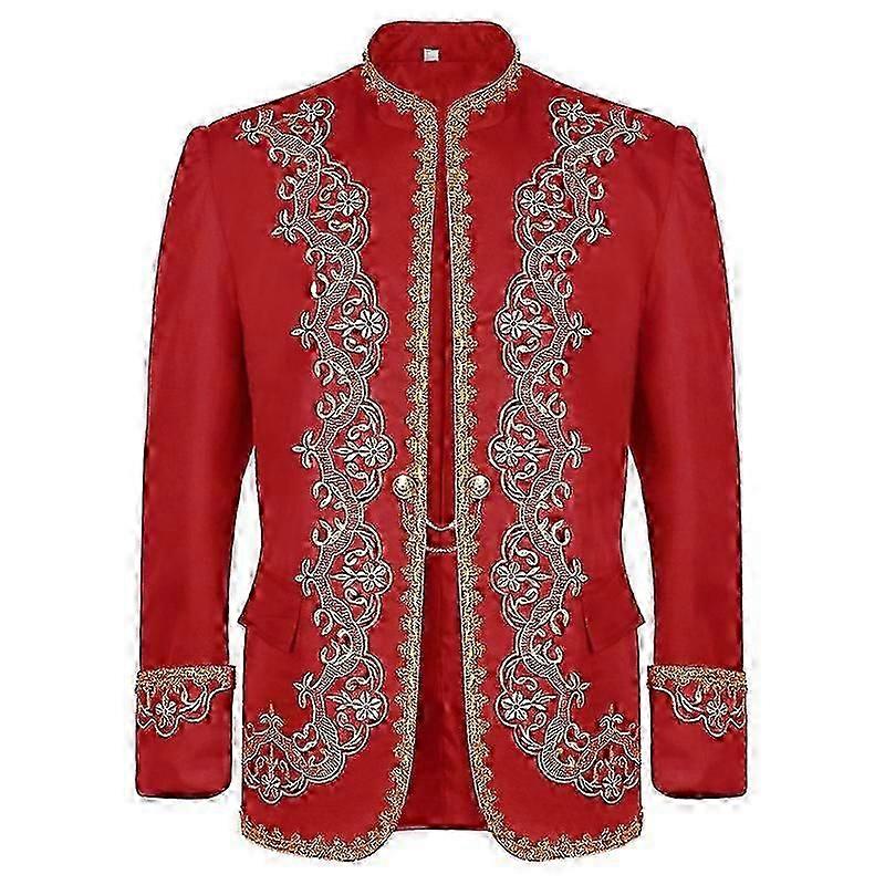 زي قوطي في العصور الوسطى للرجال تأثيري التطريز قصر السترة كرنفال حزب زي