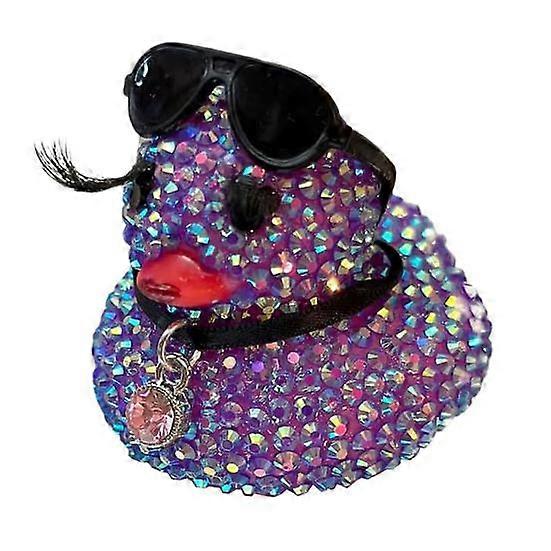 Sparkling Rhinestone Duck Figurine Bling Little Duck Statue Sculpture with Sunglasses Necklace