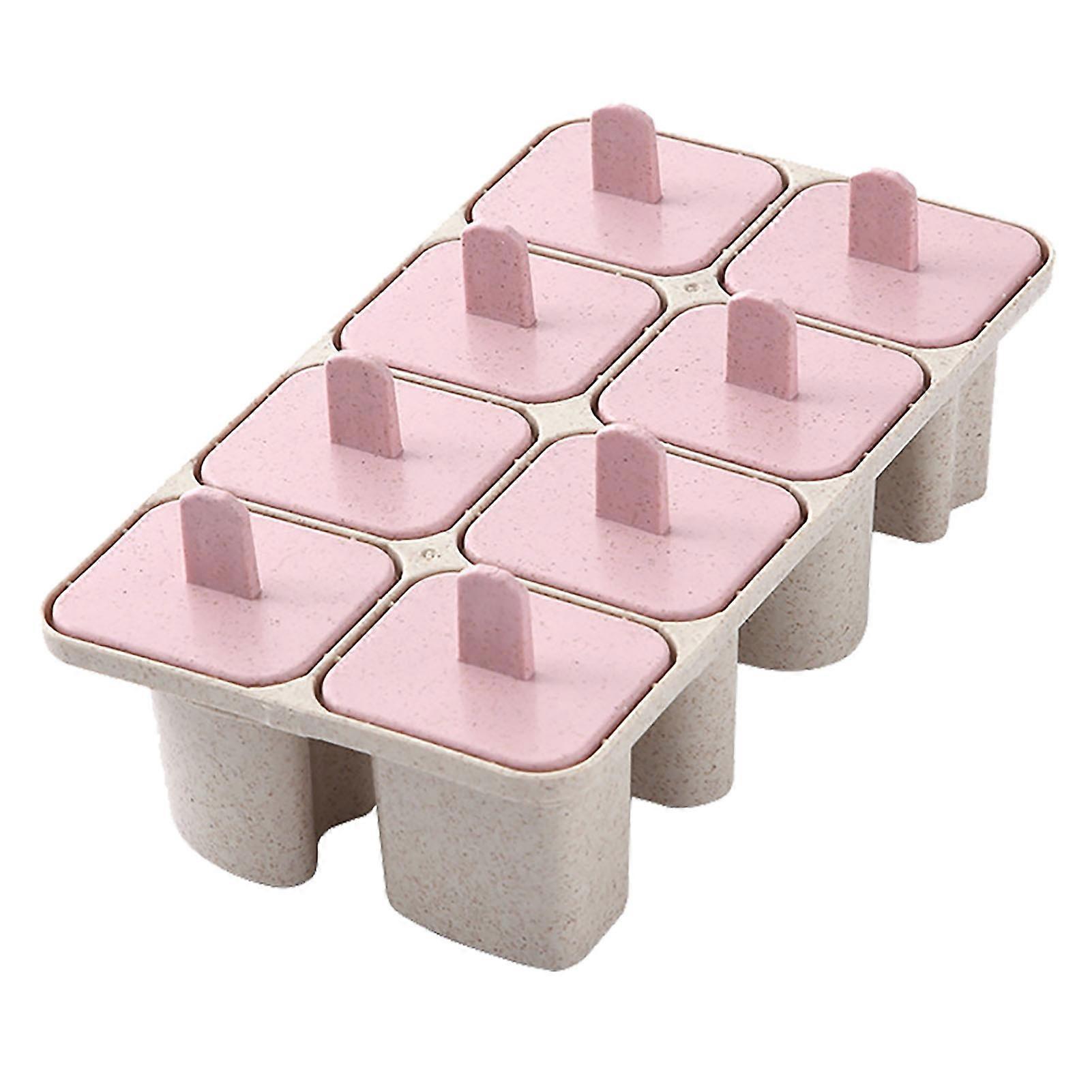 DIY Letter 8 Grids Cube Ice Mold Ice Cube Molds with Lid Stick for Ice Cream Juice Chocolate Pink