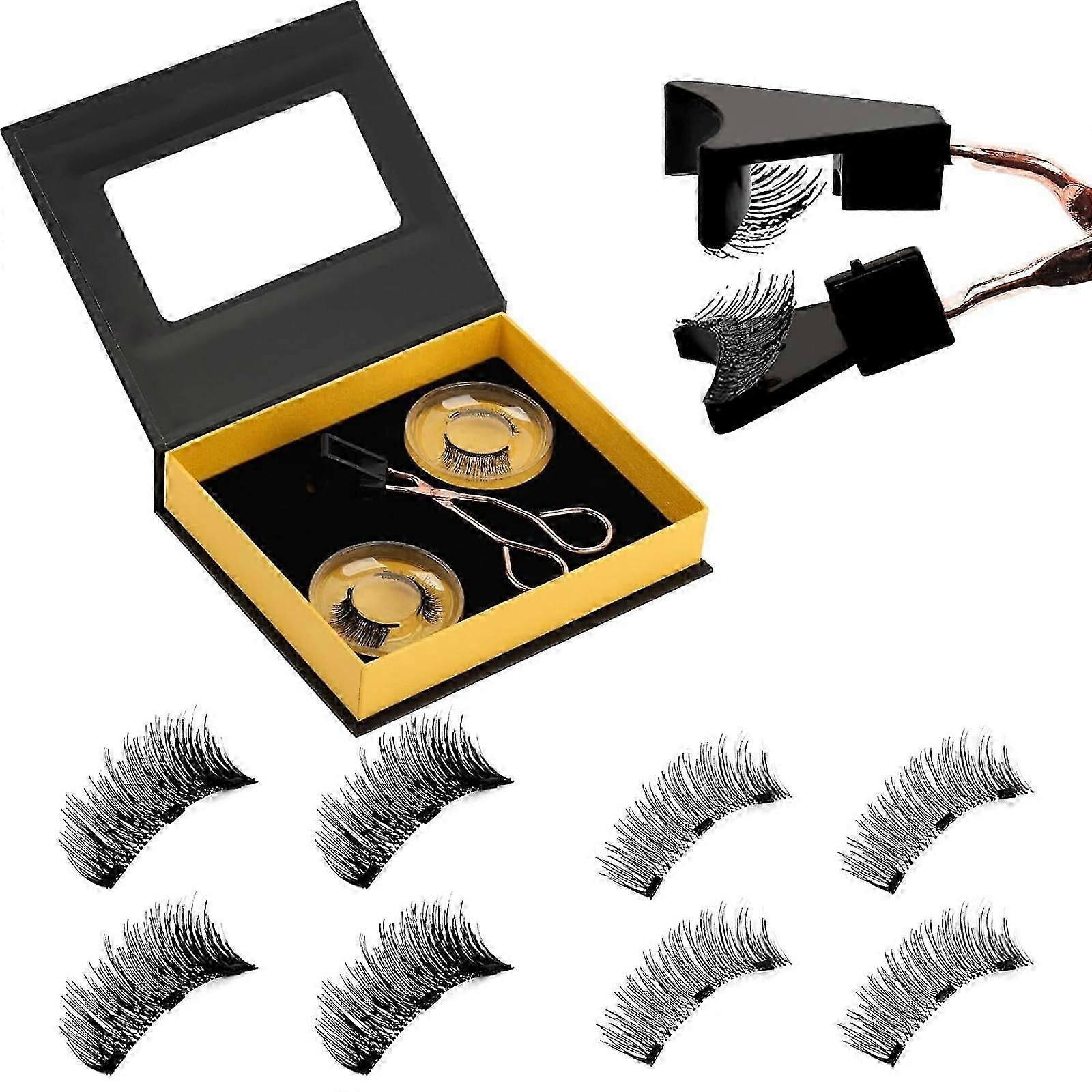 2pair Magnetic Eyelashes Without Eyeliner, Reusable Magnetic Eyelash Kit Dual Magnetic Eyelashes Dual Magnetic Lashes, Magnetic Eyelashes Natural Look