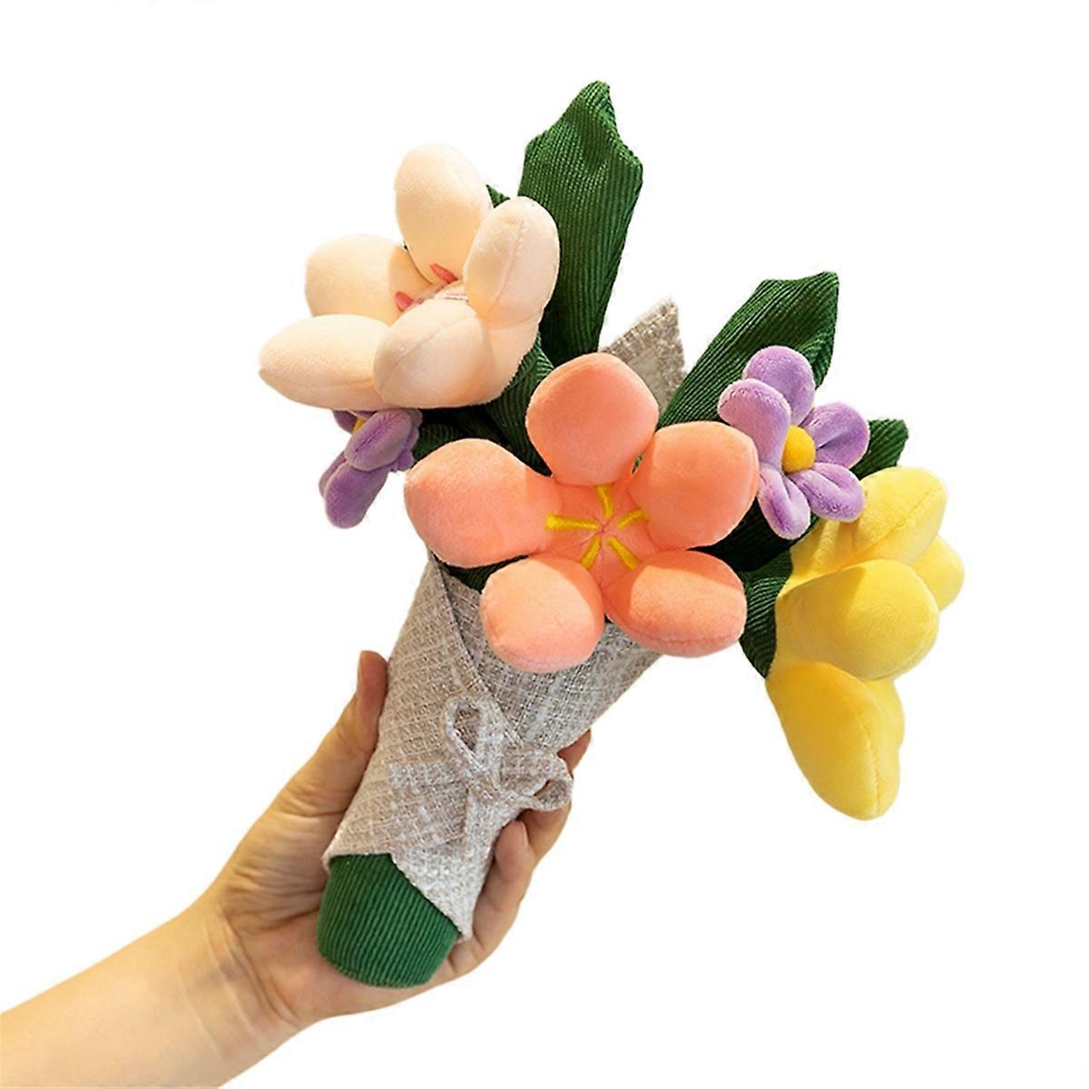 Colorful Hand Tied Bouquet Plush Toys - Soft Flower Shape Plant Pendant, Cozy Room Decor, Perfect B