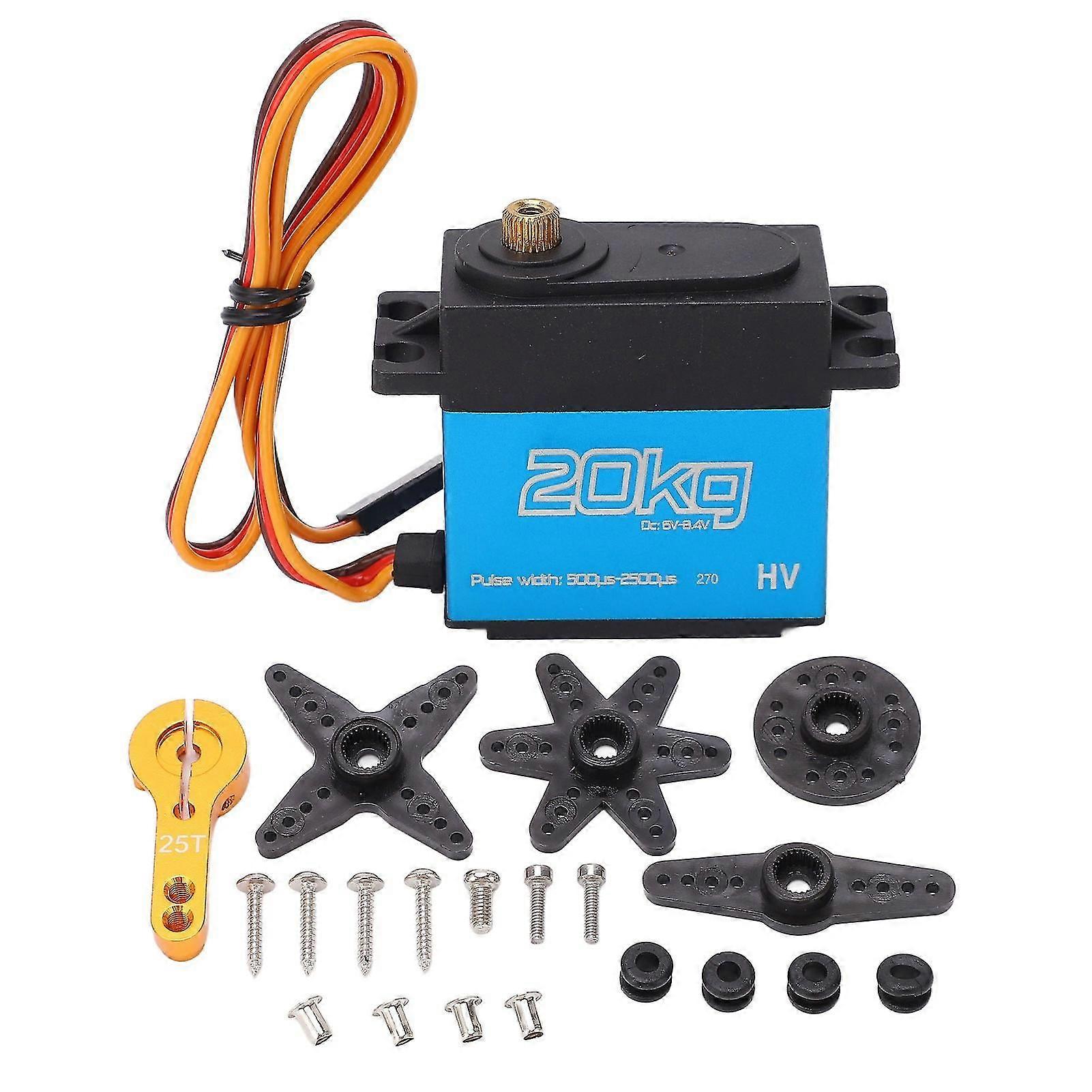 20kg Digital Servo Waterproof Low Noise High Torsion 270 Degree 25T RC Servo for RC Cars and Robots (2 Sets)