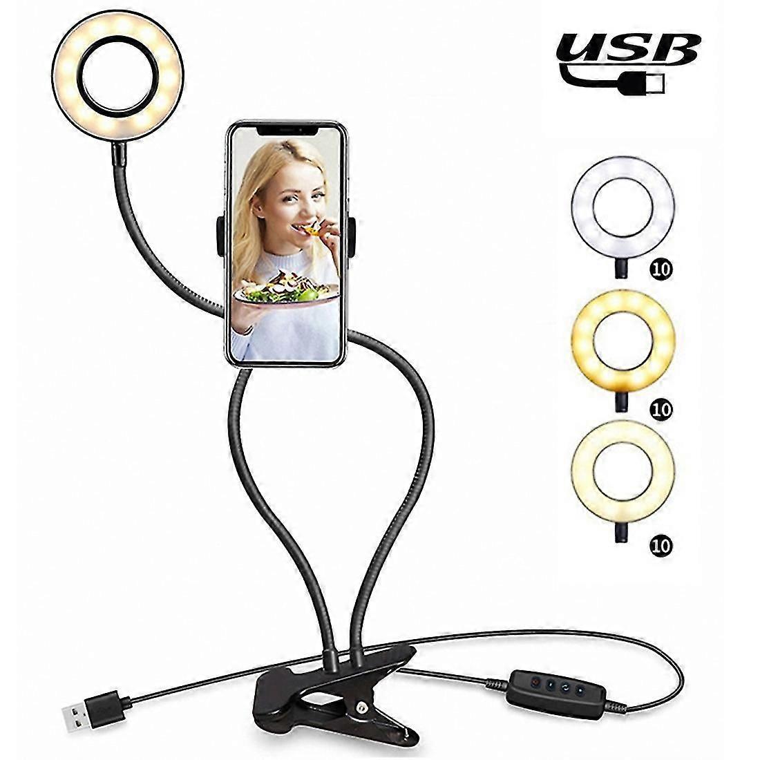 Make-up USB Selfie Ring Licht mit Clip Lazy Halterung Handyhalter Stand
