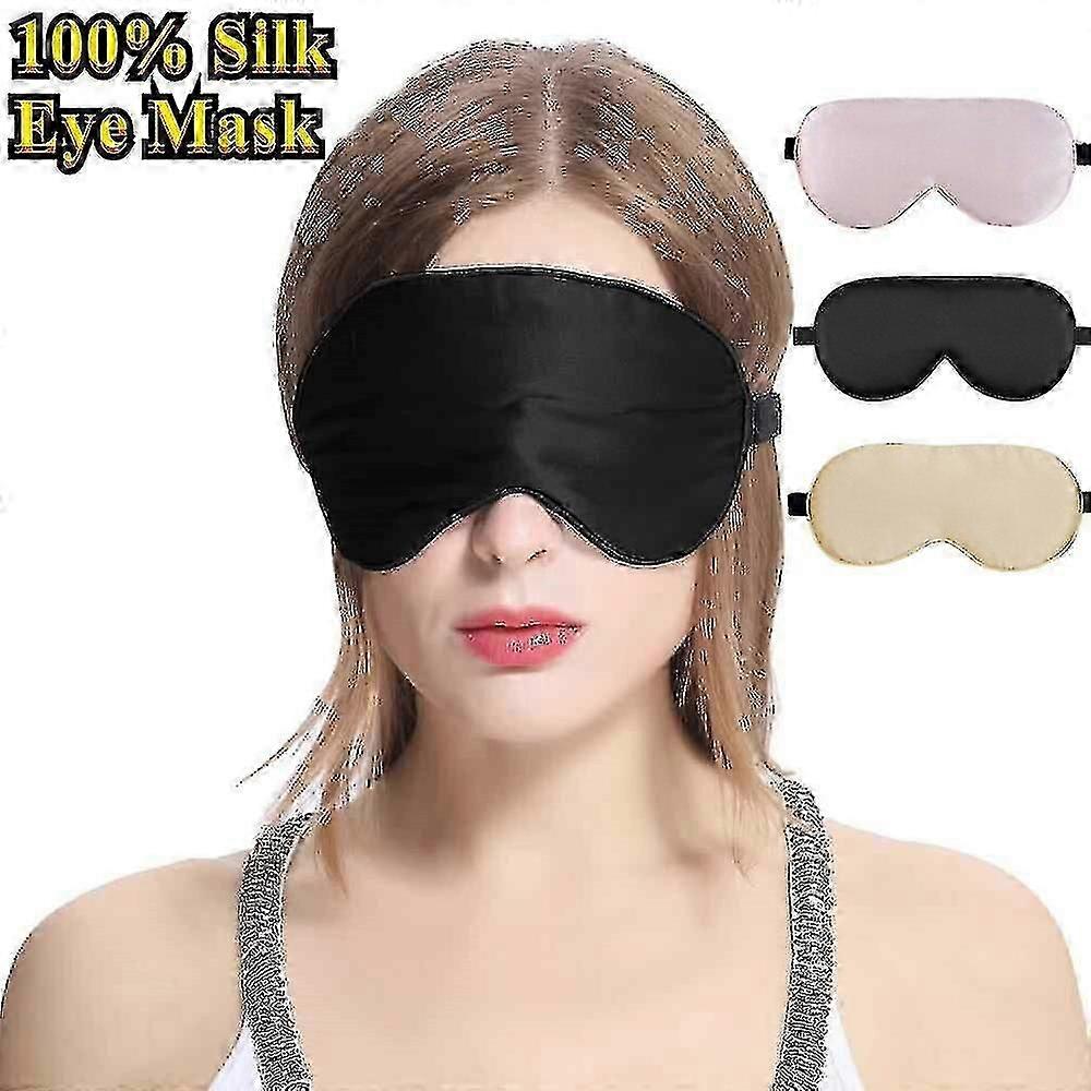 100% naturlig silke sovende øye patch glatt myk øyemaske for søvn med justerbar stropp blokker lys øyenskygge deksel bind for øynene