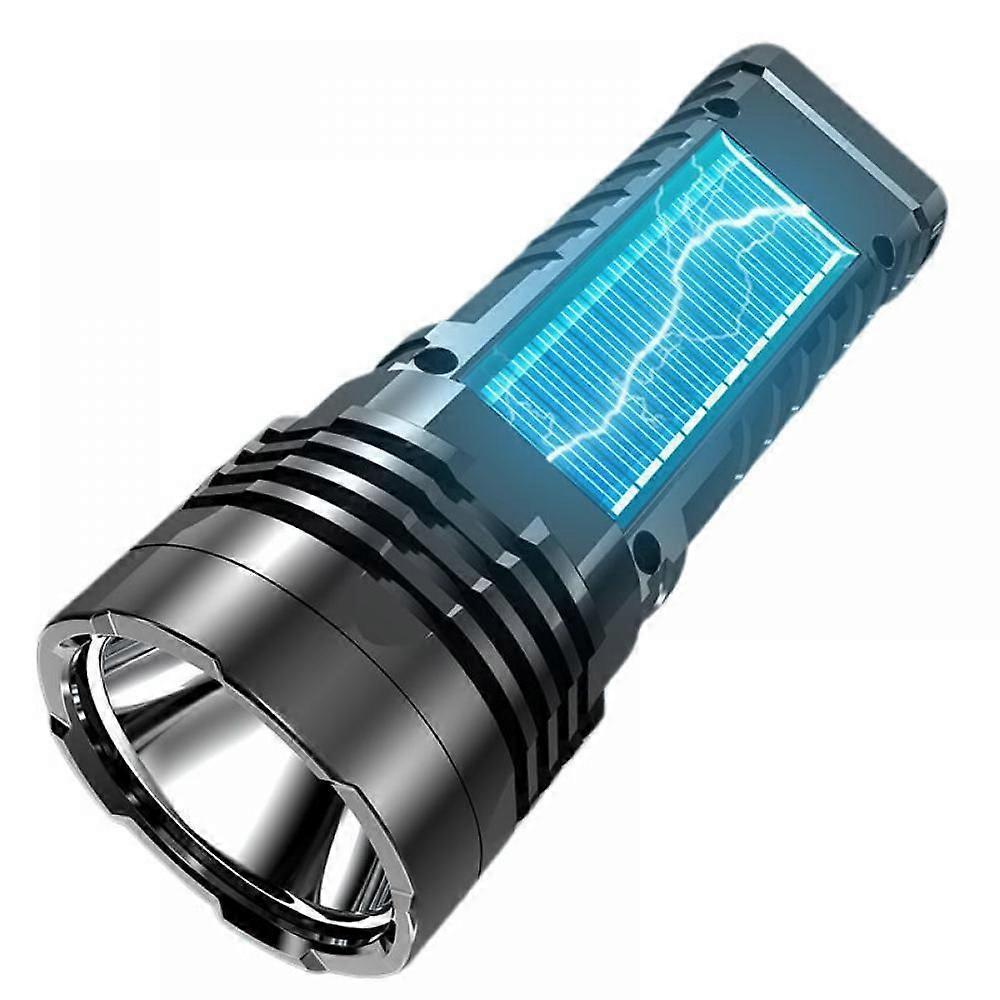 Solar flashlight strong light rechargeable high-brightness long-range portable multi-functional field flashlight household durable