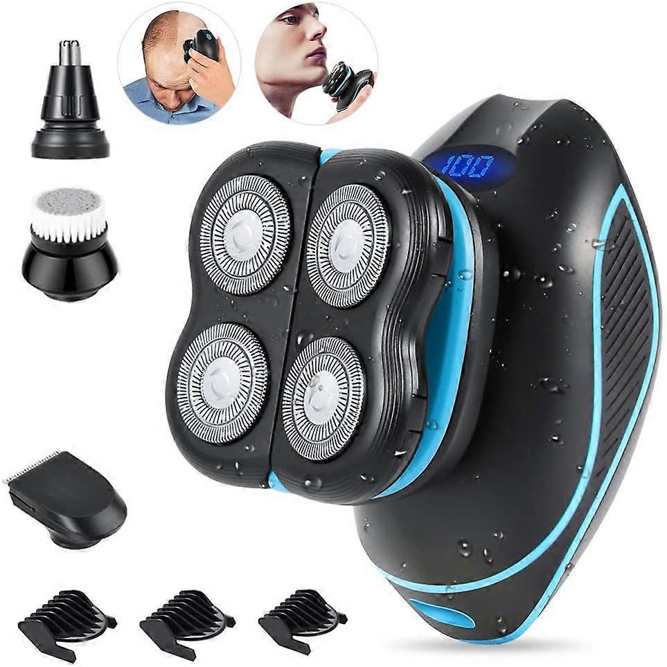 男性のための5Dフローティング電動ヘッドシェーバー、ウェット/ドライシェービングコードレスScalpSafeシェーバー、フレキシブルブレードとIpX7防水デザイン、厚みに最適