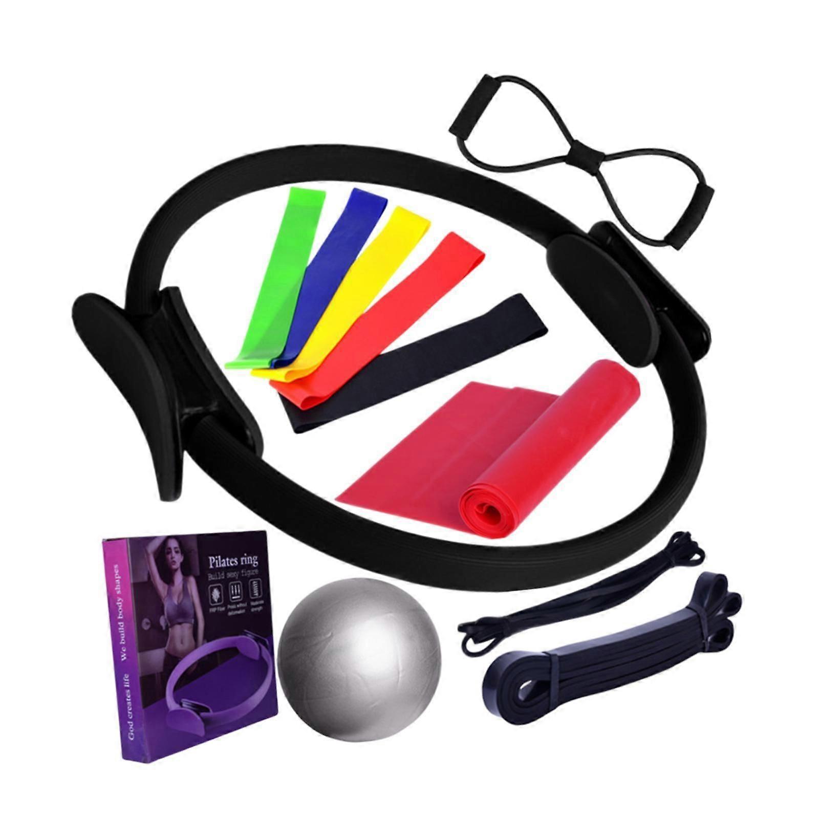 12Pcs Pilates Ring Circle and Ball Kit Portable Stretching Strap for Workout Blue