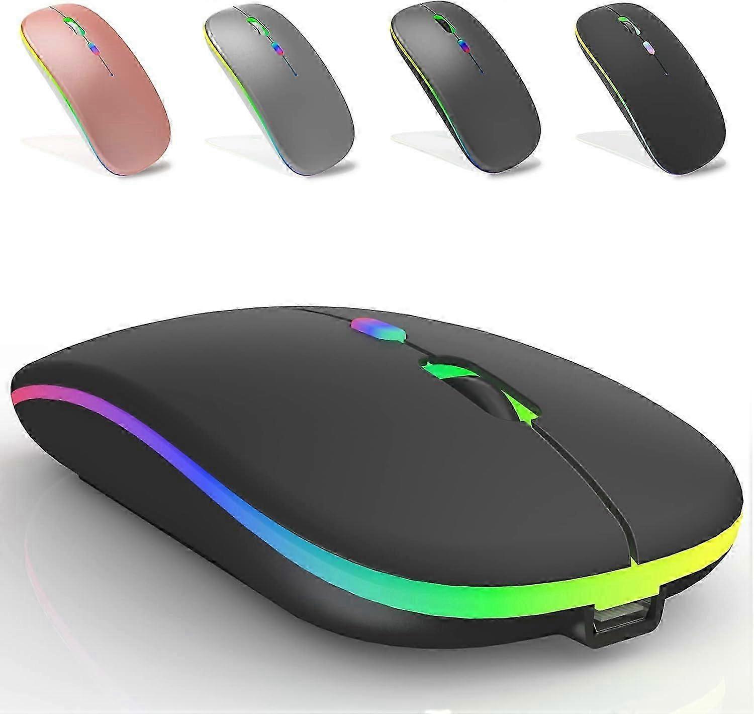 Wireless Computer Mouse with USB Receiver Rechargeable Silent 2.4G Portable Optical Wireless Computer Mice(Matte Black)