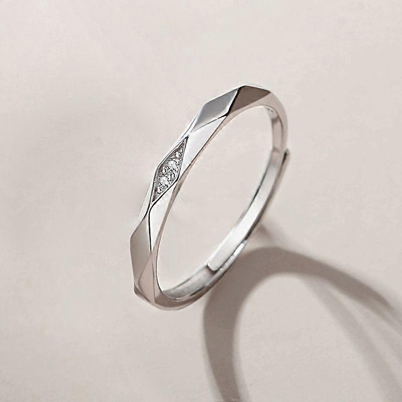 خاتم قابل للتعديل فضة 925 فضة إسترليني خاتم نسائي ، مصقول / أوجه قطع خواتم رقيقة ، خواتم خطوبة قابلة للتكديس ، خواتم صداقة ومتساوية